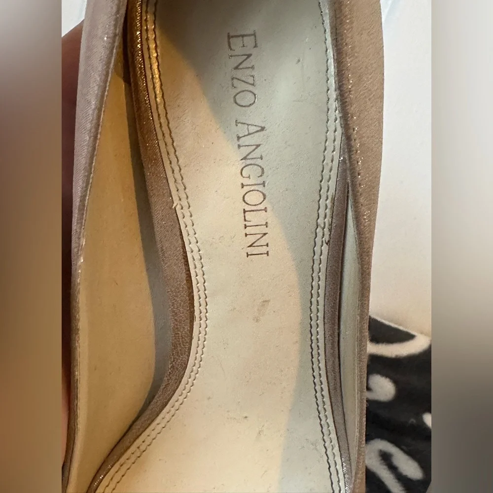 Enzo Angiolini Champagne Gold Peep Toe Heels Women’s Size 7M Designer Formal - Picture 10 of 13
